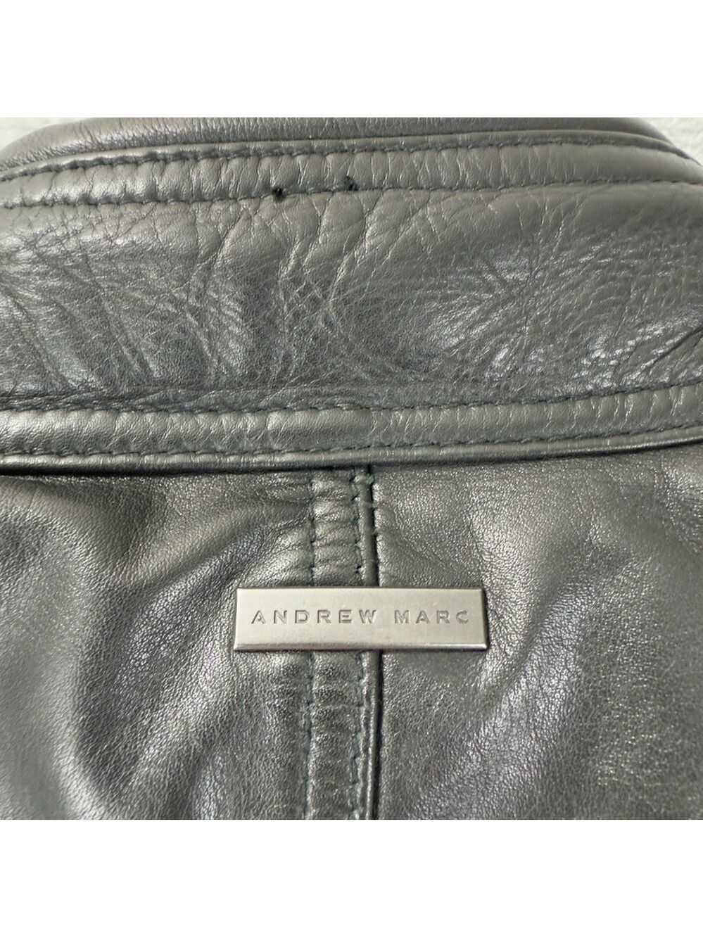 Andrew Marc Men's Size Medium 100% Black Soft Leather Jacket Full Zip AM8A1353 - Picture 7 of 16